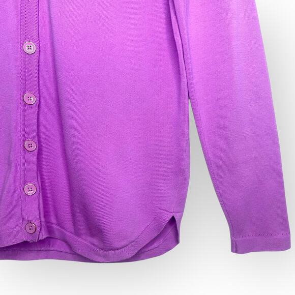Talbots Women's Long Sleeve Curved Hem Button Down Cardigan M Purple Lavender - Picture 3 of 7